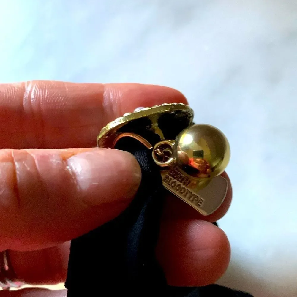 Camellia Flower Charm Black Scrunchie - Hair Tie Hair Band